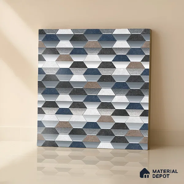 Hexagonal Wall & Floor Tile TL 07237 C Alpi 8001 GLM (Silver) 1 ft x 1 ft Ceramic Matte Finish - 9 mm | 2 mm Spacer is Mandatory | Please Expect a Slight Variation of Pattern